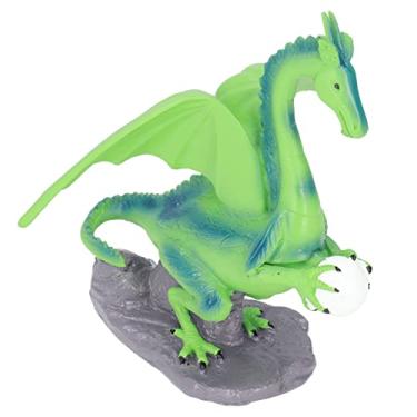 Imagem de Estátua do dragão voador em resina, estátuas colecionáveis ​​do dragão verde Obra requintada atraente para a sala de estar do corredor para o corredor