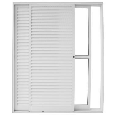 Imagem de Porta de Correr Alumínio 3 Folhas 1 Fixa Vidro Liso Integral Premium 210cmx120cm Branco