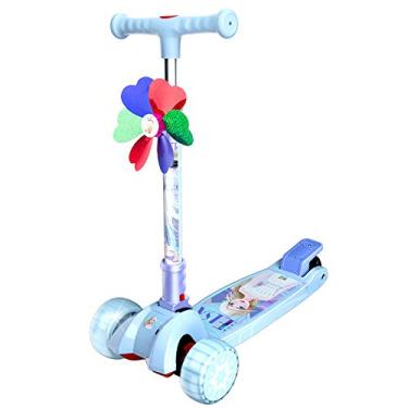 Imagem de Aperto de scooter infantil com uma chave dobrável, altura ajustável, 4 engrenagens com freio de segurança, rodas intermitentes de poliuretano, scooter para 2 a 10 anos de idade