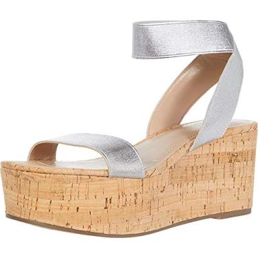 Imagem de CHARLES BY CHARLES DAVID Sandália plataforma elástica feminina, Prata, 36