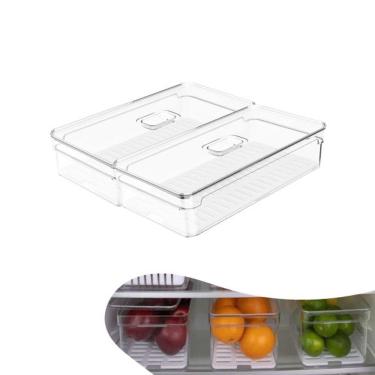 Imagem de Kit 2 Organizador Porta Mantimento 5 L C/ Tampa Geladeira Fruta Verdura Clear Fresh - Ou