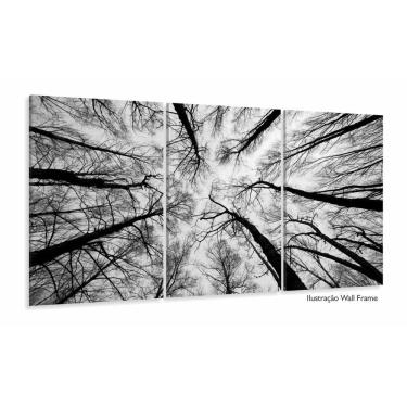 Imagem de Quadro Moderno Árvores Preto e Branco Para Sala 120x60 3 peç