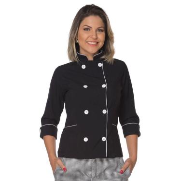 Imagem de Dolmã Chef Cozinha Feminino Manga 3/4