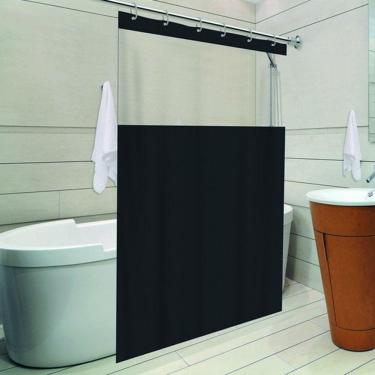 Imagem de Cortina Para Box Banheiro Com Visor 1,38 x 1,98 Preto