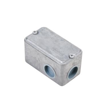 Imagem de Caixa Derivação Móvel Alumínio Poliwetzel LPW Cinza Corpo e 2 Tampões C/ Placa Cega – Wetzel | 1.1/4" e 1.1/2" LPW‐30 Cód. E002500050