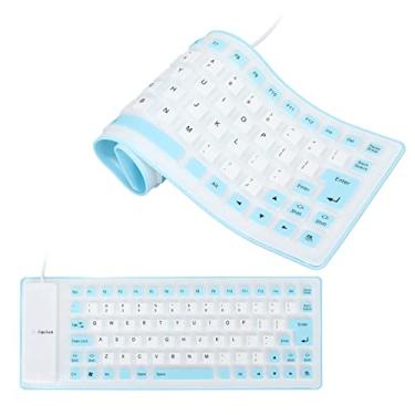 Imagem de Teclado de silicone, teclado flexível dobrável com fio USB, 85 teclas, design totalmente selado, teclado macio silencioso, à prova d'água, à prova de poeira para PC, notebook, laptop (azul)