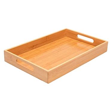 Imagem de Mimo Style Bandeja Retangular Ecokitchen Com Alça Nas Laterais, Ideal Para Servir Petiscos, Cafés e Lanches, 26cm Produzido em Bambu