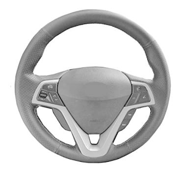 Imagem de MIVLA Cobertura de volante costurada à mão de couro, para Hyundai Veloster 2011 2013 2012 2014 2015 2016 2017 2018 Acessórios do carro