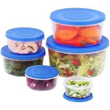 Imagem de MILTON Conjunto de tigelas de mistura com tampas; recipientes de armazenamento de alimentos de cozinha, preparação de refeição empilhável hermética de plástico, 6 tigelas e 6 capas; leve à prova de