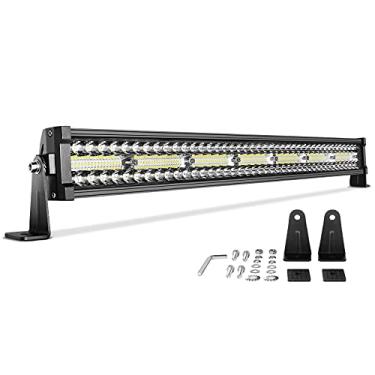 Imagem de DWVO Barra de luz LED 81.3 cm 630W reta tripla fileira 35000LM atualização Chipset LED luz de trabalho para condução off-road, luz de neblina, barco marítimo IP68 à prova d'água barras de feixe combo