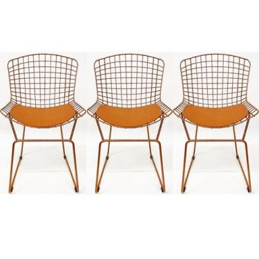 Imagem de Kit 3 Cadeiras Para Cozinha Bertoia Cobre - Poltronas Do Sul