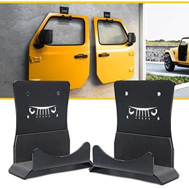 Imagem de Suporte de porta resistente Lumenix, suporte de parede removível, suporte de porta para janela de canal de armazenamento serve para Jeep Wrangler CJ YJ TJ JK JKU JLU LJ JT (conjunto com 2 cabides e estampa animal)