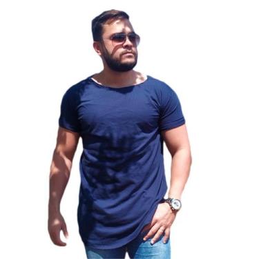 Imagem de Camiseta Camisa Longline Oversized Masculina Longa Alongada Azul - El