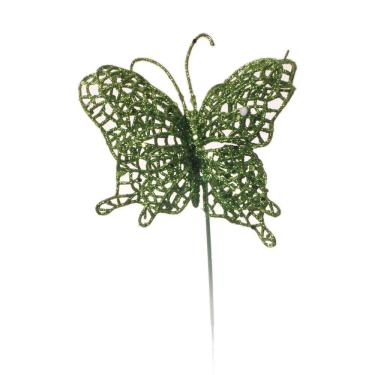 Imagem de Pick Borboleta Com Glitter Verde 4cm 1316443