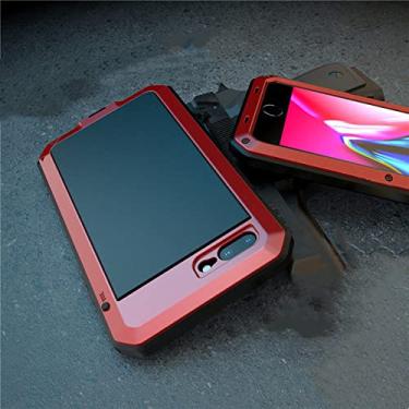 Imagem de Armadura à prova de choque Metal Alumínio Capa de telefone para iPhone 11 Pro XS MAX XR X 7 8 6 6S Plus 5S 5 SE 2020 Capa de proteção completa, vermelho, para iphone 12