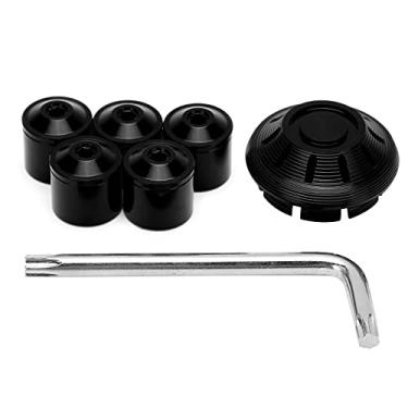 Imagem de Capa do cubo motocicleta, 6 peças tampa do cubo motocicleta tampa lateral roda liga de alumínio para gts gtv 250 300 2017-2020 (preto)