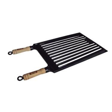 Imagem de Grelha Parrilha Argentina Ferro Fundido Cabo Madeira 30x55cm