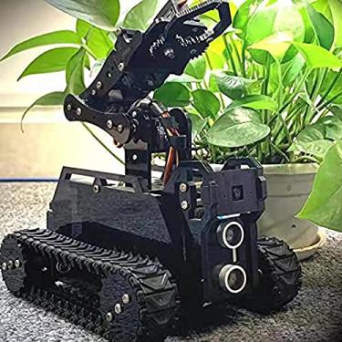 Imagem de Gewbot Kit de modelo de robô DIY para Raspberry Pi 4/3 modelo B+/B WiFi Smart Robot Car Kit com braço robótico 4-DOF / rastreamento alvo OpenCV / transmissão de vídeo Kit Robótico Rasptank com PDF