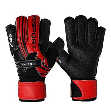 Imagem de Luvas de goleiro para adultos luvas de futebol de látex macio engrossadas de alta densidade kits de goleiro de futebol masculinos para conforto aderência forte, vermelho, 10 (comprimento: 20 cm)