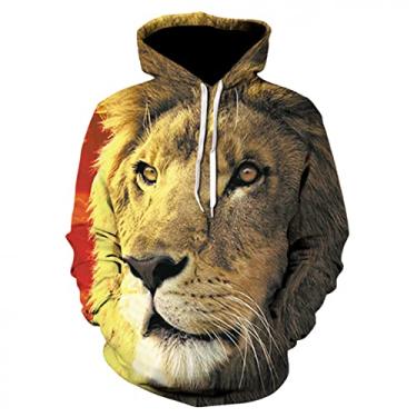 Imagem de BAIBOS Lion Hoodies 3D Impresso Oversize Pullover Long Sleeve Moletom Top Streetwear