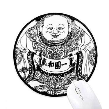 Imagem de DIYthinker Cultura Chinesa Qing Dynasty linha desenho mousepad desktop escritório tapete redondo para computador