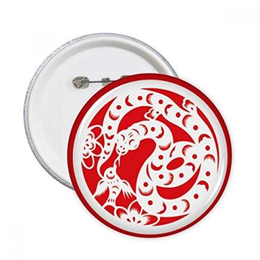 Imagem de Broche redondo de arte do zodíaco da China com corte de papel para decoração 5 peças