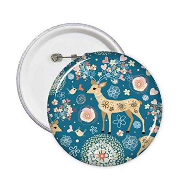 Imagem de Decoração de veado flor azul animal alfinetes crachá botão emblema acessório decoração 5 peças