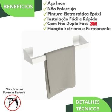 Imagem de Porta Toalha De Rosto Adesivo Autocolante Branco Df - Metalcromo