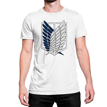 Imagem de Camiseta Attack on Titan Logo Floral Algodão Cor:Branco;Tamanho:M