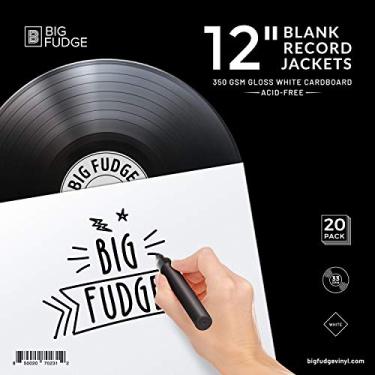 Imagem de Jaquetas Big Fudge Pro em branco. 20 capas de álbum (350 gsm). Capa de vinil LP de 30 cm para gravação de vinil nas mangas internas e externas. Capas de jaqueta LP, capas de gravação de papelão (branca)