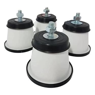Imagem de Chicky Formas Kit 4 Pés P/Fogão Geladeira Freezer Com Rodinhas Universal Branco Aço Inoxidável