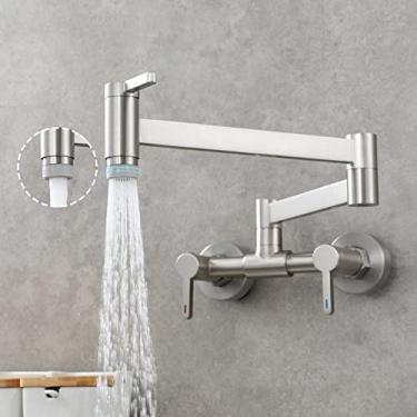 Imagem de Torneira de cozinha quente e fria quadrada de três interruptores na parede Válvula de mistura dobrável Torneira do banheiro doméstico Torneira preta, B2