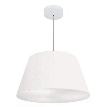 Imagem de Lustre Pendente Cone Cúpula Tecido 30/50x35 cm, Vivare Iluminação, Pendente4248 BR, Branco, Médio