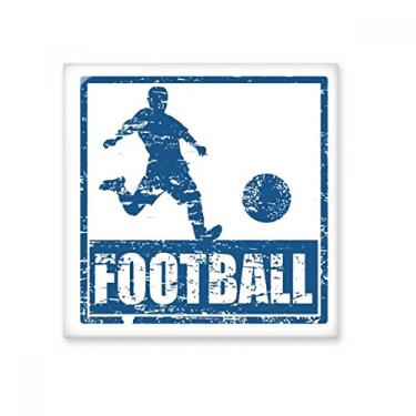 Imagem de Azulejo de cerâmica brilhante de jogador de futebol azul Kick Football Decal