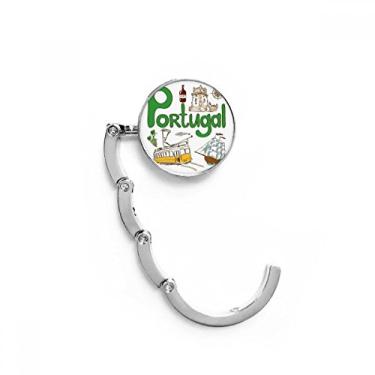Imagem de Gancho de mesa com padrão de marco nacional de Portugal, gancho decorativo com fecho dobrável