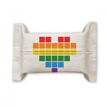 Imagem de Rainbow Gay LGBT Bolsa de linho de algodão para lenços faciais pequena caixa coração LGBT