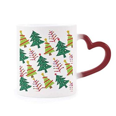 Imagem de Caneca de grés com ilustração verde e sensível ao calor e muda de cor vermelha