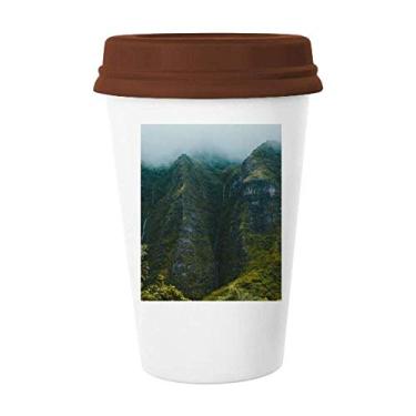 Imagem de Jungle Valley Cliff Fog Forest Caneca de vidro de cerâmica copo de cerâmica