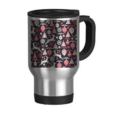 Imagem de Árvore de Natal de cervo presente Art Deco caneca de viagem moderna tampa flip copo carro copo térmico