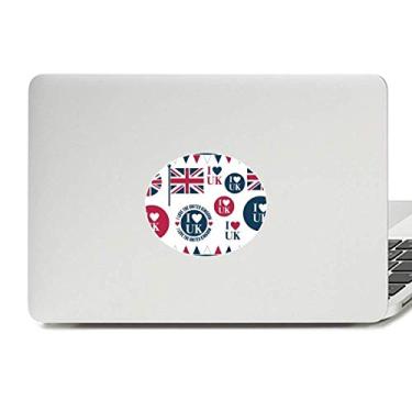 Imagem de Adesivo de notebook Union Jack I Love UK em forma de coração com emblema de vinil