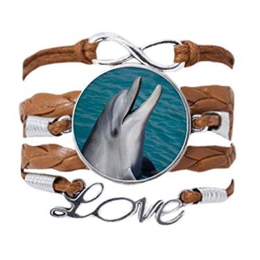 Imagem de Pulseira com pingente de corrente de amor e corrente de amor com golfinhos e ciências oceânicas