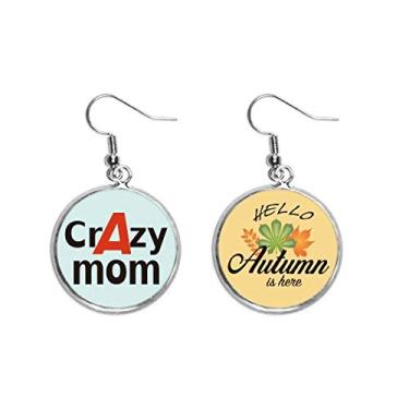 Imagem de Breve Best Cool Crazy Mom Mãe Orelha Pendente Folha Outono Brinco Joia