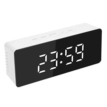 Imagem de Staright Relógio despertador com espelho multifuncional, tela LED digital, cabeceira, luz noturna, brilho ajustável, temperatura, relógio de mesa