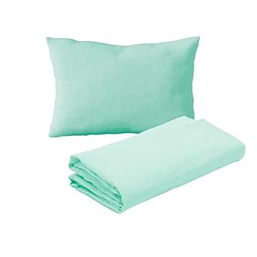 Imagem de Jogo de Lençol 2 Peças Mini Cama Malha 100% Algodão Verde Arrumadinho Enxovais