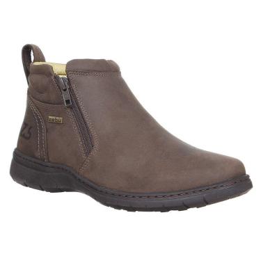 Imagem de Botina Couro Masculina Bico Redondo Marrom Zebu 31113