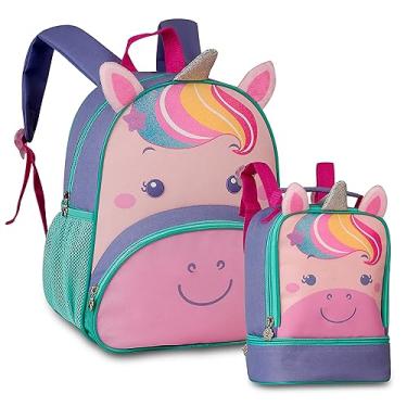 Imagem de Kit Mochila Costas 13 e Lancheira Pets Unicórnio Roxa Clio Style