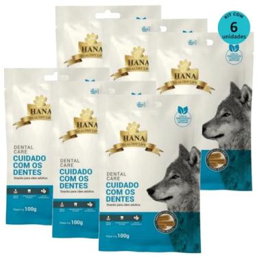 Imagem de Kit 6 Snacks Hana Healthy Life Dental Care- Cuidado C/os Dentes- P/Cães Adultos- 100g