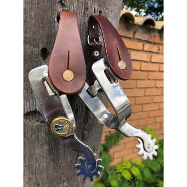 Imagem de Espora quarto de milha Santinha/Nossa Senhora Aparecida + correia de couro