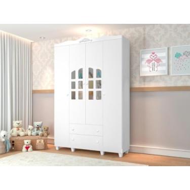 Imagem de Roupeiro/Armário Provençal LOR 4 Portas + 2 Gavetas Com Pintura UV de Alta Resistência Cor Branco