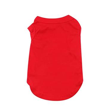 Imagem de Vestuário bonito para animais de estimação colete de impressão respirável camiseta macia confortável roupas para cães pequenos fantasias de cachorro gato camisa vermelha pequena